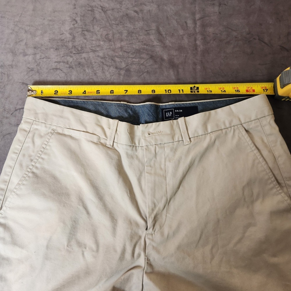Gap Men New Slim Clean Khaki Chino Pants Tan 34x34 Actual 34x33 Casual - Picture 6 of 10